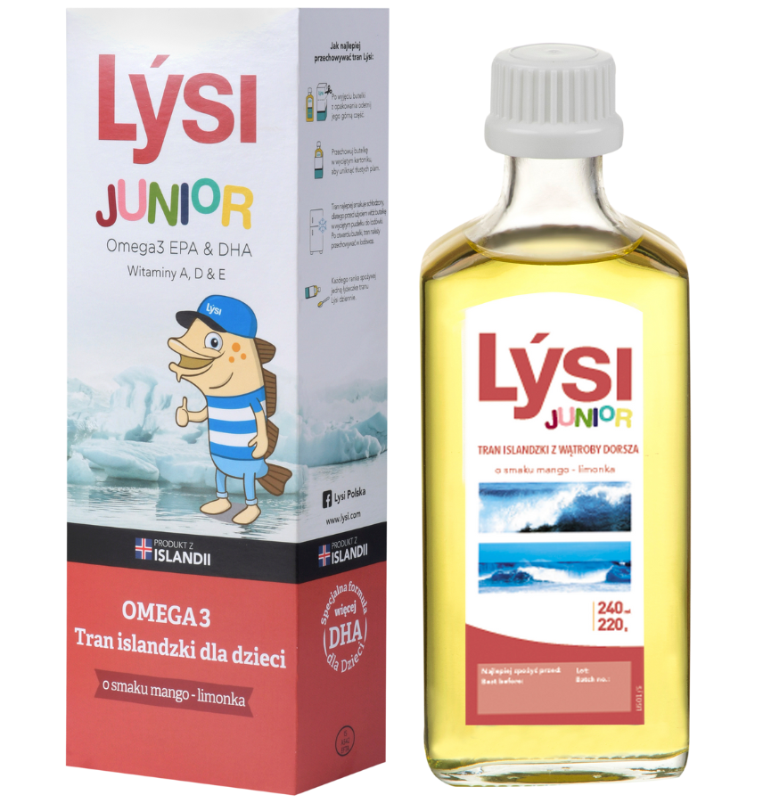 Lysi Tran Islandzki, smak mango-limonka, płyn, 240 ml