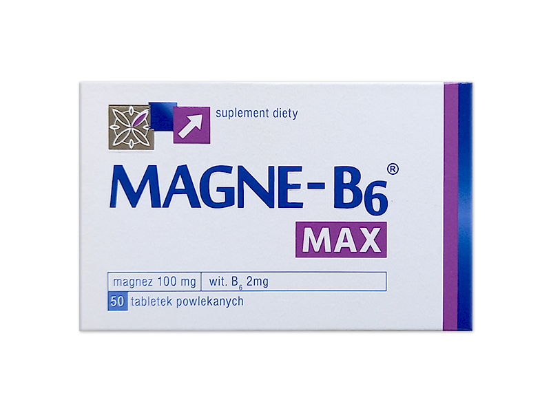 Magne B6 Max, tabletki, 100 mg + 4 mg, 50 tabl.