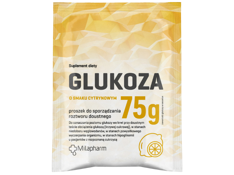Milapharm Glukoza, smak cytrynowy, proszek, 75 g