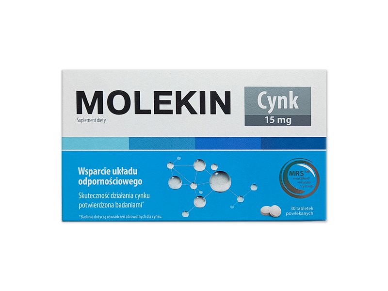 Molekin cynk, tabletki, 15 mg, 30 tabl.
