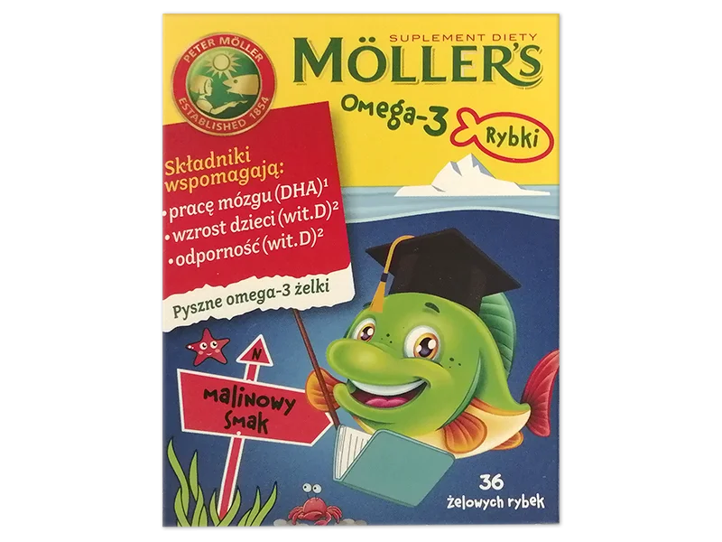 Moller’s Tran Omega-3 Rybki owocowe, żelki, 36 szt.
