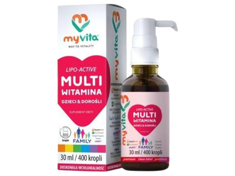 MyVita Multiwitamina lipo-active family dzieci i D, krople, 30 ml