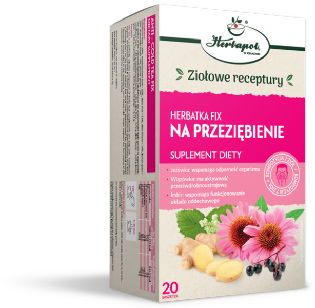 Herbapol na przeziębienie, zioła do zaparzania, 20 saszetek