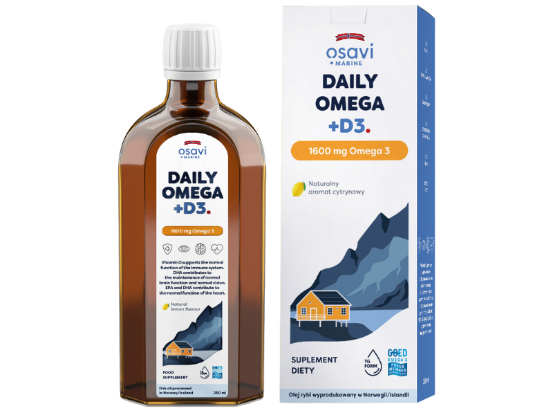 OSAVI Marine Daily Omega + D3, smak cytrynowy, płyn doustny, 250 ml