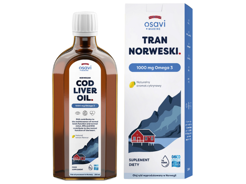 OSAVI Marine tran norweski omega 3, naturalny aromat cytrynowy, płyn doustny, 250 ml