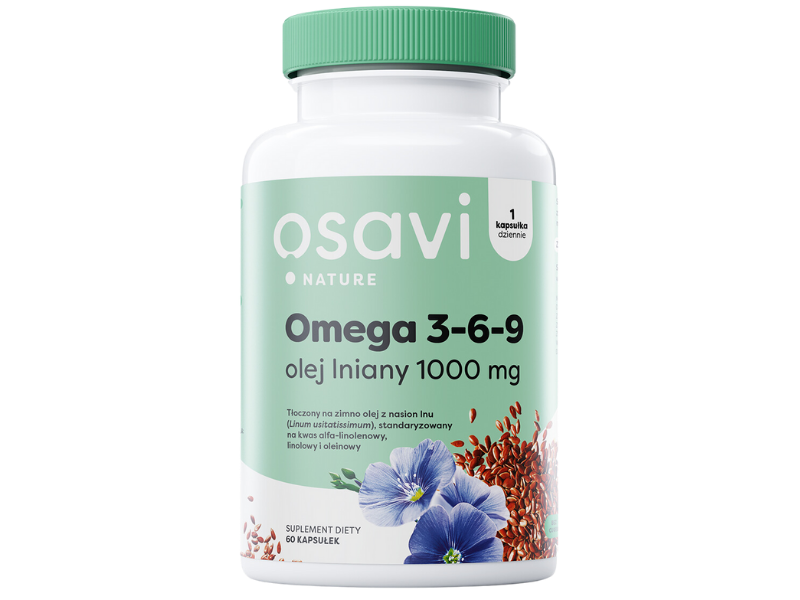 OSAVI Nature Omega 3-6-9 olej lniany, kapsułki miękkie, 60 kaps.