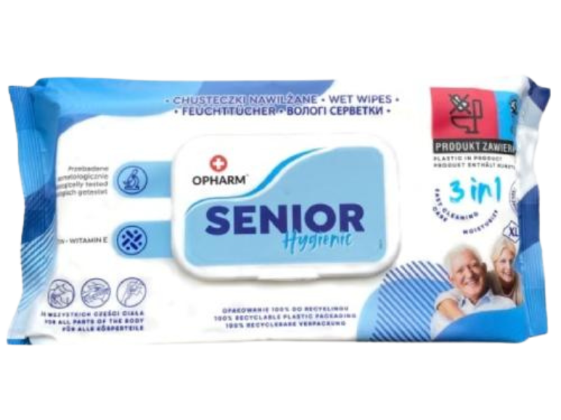 Opharm Senior Hygienic chusteczki nawilżane dla osób starszych, 72 szt.