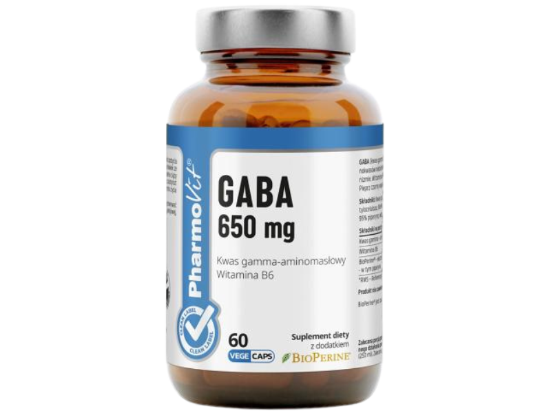 PHARMOVIT GABA 650 mg kwas gamma-aminomasłowy, kapsułki, 650 mg, 60 kaps.