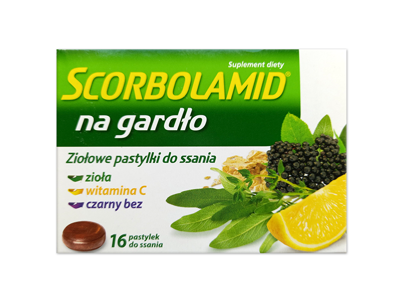 Scorbolamid na gardło, tabletki do ssania, 16 tabl.