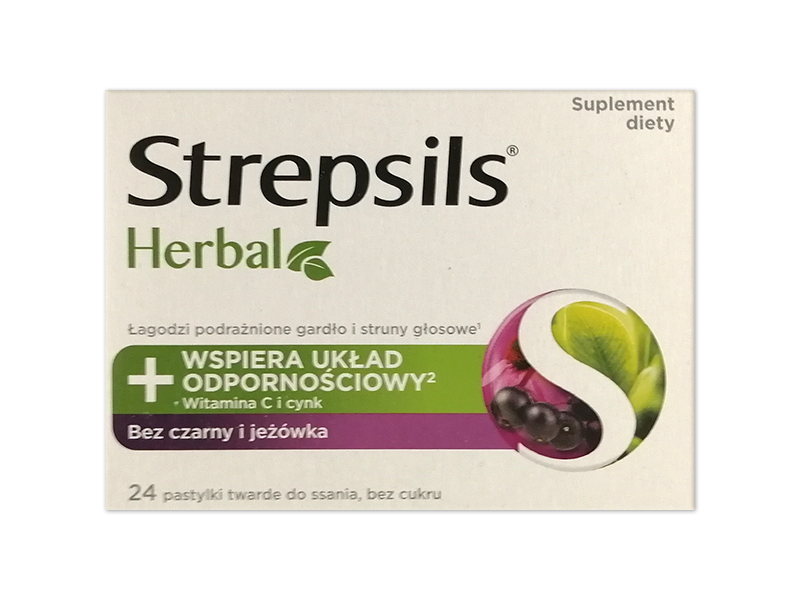 Strepsils Herbal, miód i melisa, pastylki do ssania, 24 szt.