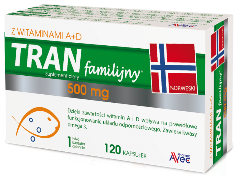 Tran Familijny A + D, kapsułki, 120 kaps.