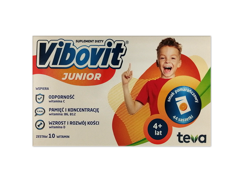Vibovit Junior, smak pomarańczowy, proszek, 30 sasz.