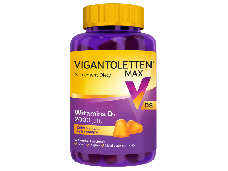 Vigantoletten Max, smak cytrynowy, żelki, 50 µg, 60 szt.