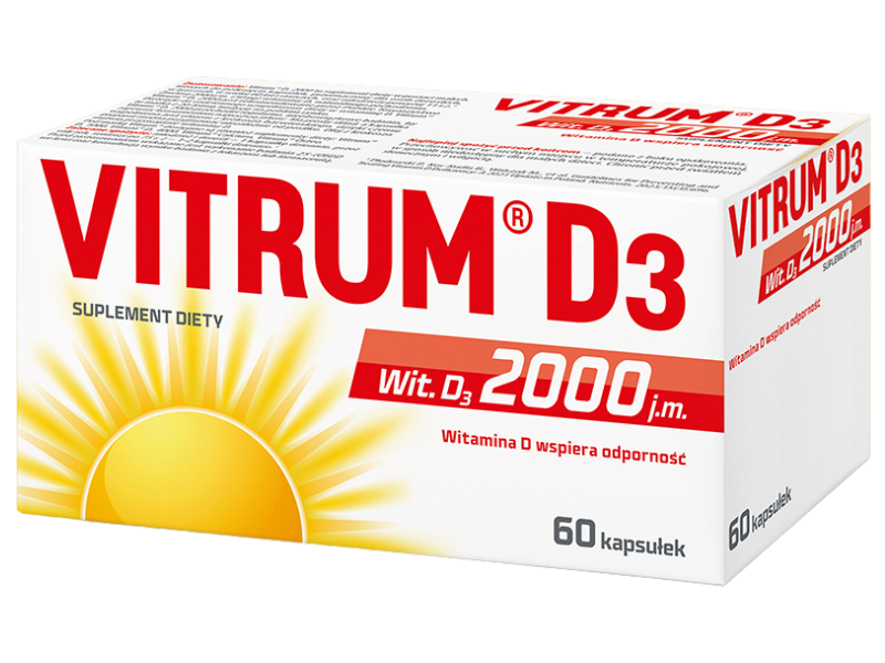Vitrum D3 Forte, kapsułki, 2000 j.m., 60 kaps.