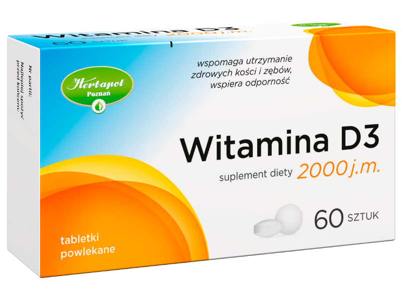 Witamina D3 Herbapol Poznań, tabletki, 2000 j.m., 60 tabl.
