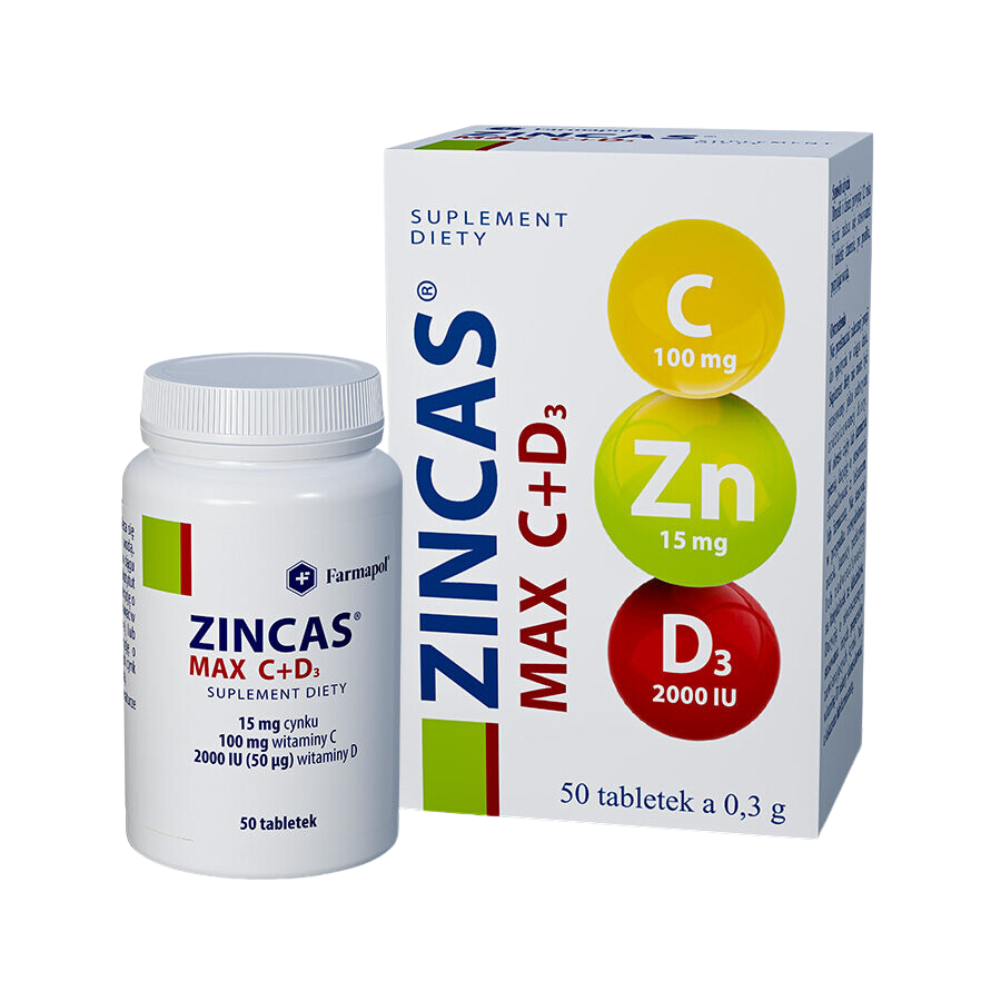 Zincas MAX C+D3, tabletki, 50 tabl.