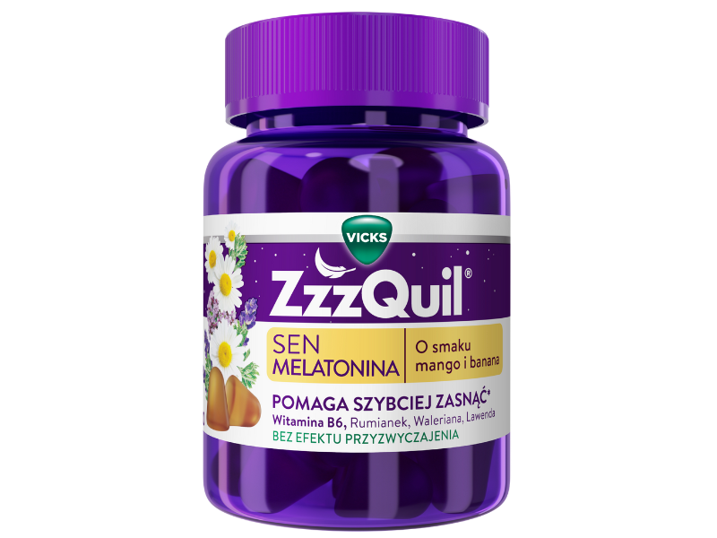 ZzzQuil Natura melatonina, smak mango i banana, żelki, 30 szt.