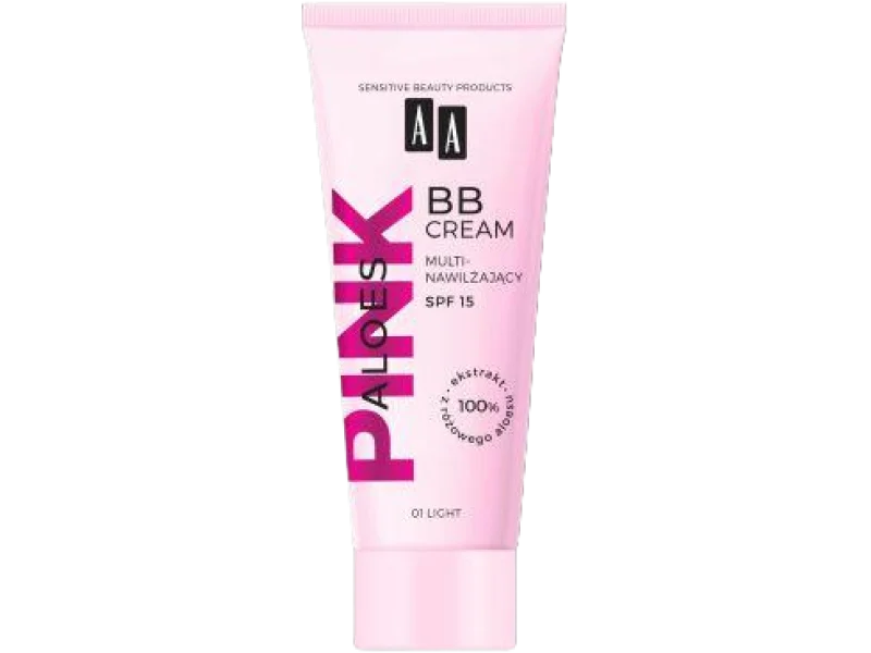 AA Aloes Pink multinawilżający BB z SPF15, 01 light, krem, 30 ml