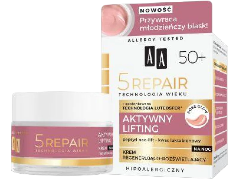 AA Technologia Wieku 5Repair 50+ aktywny lifting regenerująco-rozświetlający, krem, 50 ml