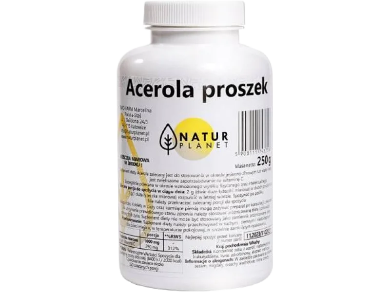 Acerola NaturPlanet, proszek, 250 mg, 250 g