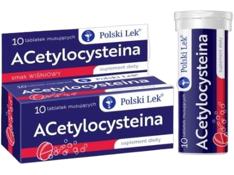 Acetylocysteina, smak wiśniowy, tabletki musujące, 300 mg, 10 tabl.