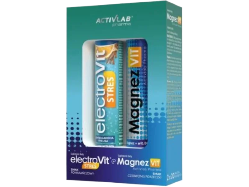 ACTIVLAB PHARMA Zestaw ElectroVit Stres pomarańczowy + MagnezVIT czerwona porzeczka, tabletki musujące, 20 + 20 tabl. mus.