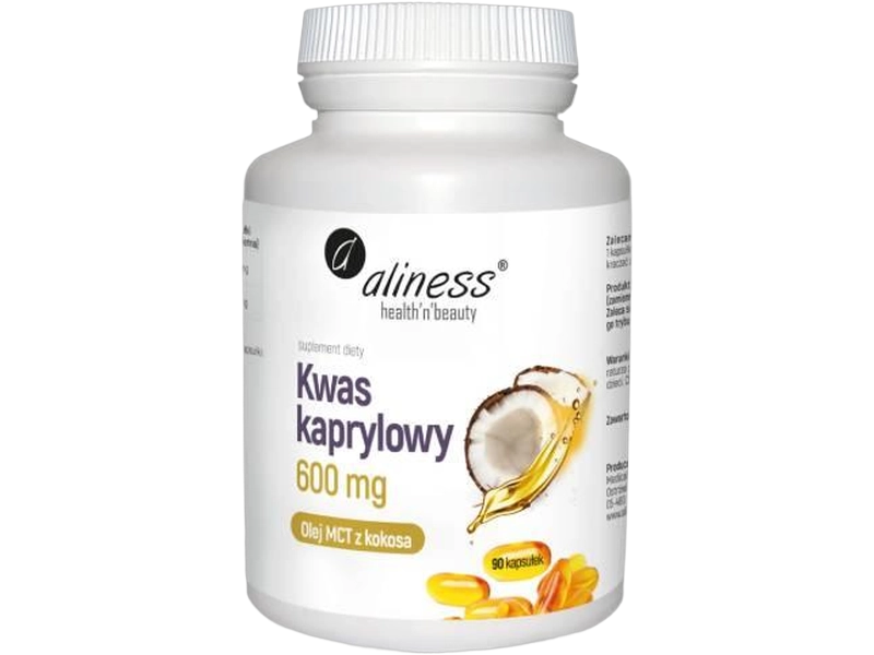 Aliness kwas kaprylowy, kapsułki miękkie, 600 mg, 90 kaps.