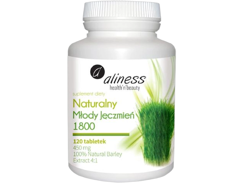 Aliness naturalny młody jęczmień, tabletki, 450 mg, 120 tabl.