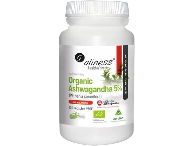 Aliness organiczna ashwagandha, kapsułki, 200 mg, 100 kaps.