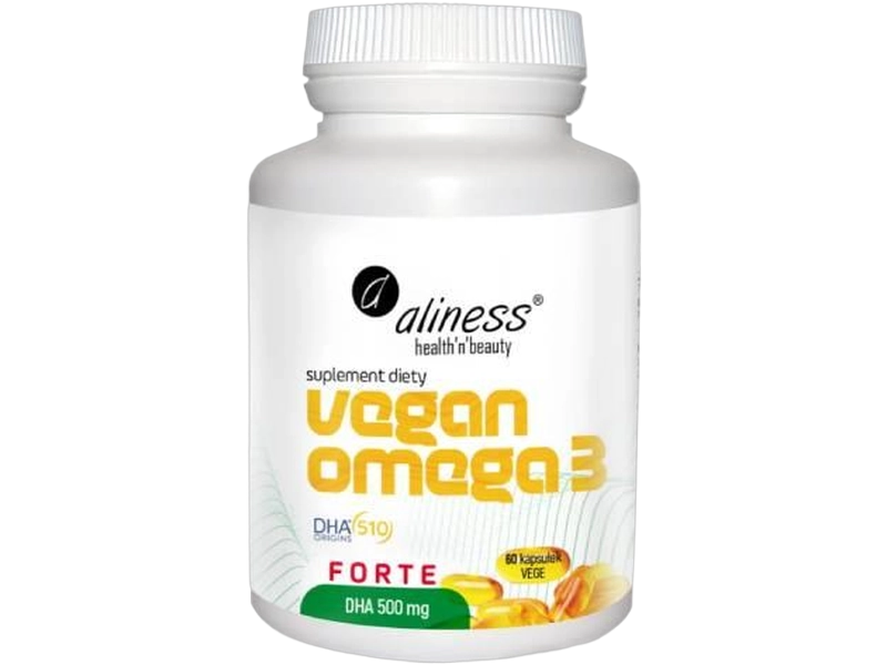 Aliness Vegan Omega 3 forte DHA, kapsułki, 500 mg, 60 kaps.