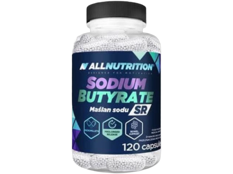 Allnutrition Sodium Butyrate SR, kapsułki o przedłużonym uwalnianiu, 600 mg, 120 kaps.