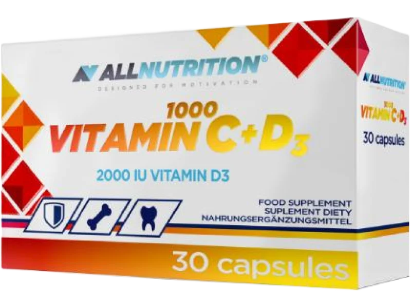 Allnutrition Vitamin C 1000 + D3, kapsułki, 30 kaps.