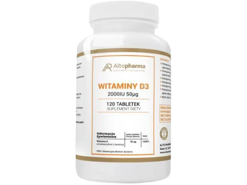 ALTOPHARMA Witamina D3 2000 IU 50mcg, tabletki, 50 µg, 120 tabl.