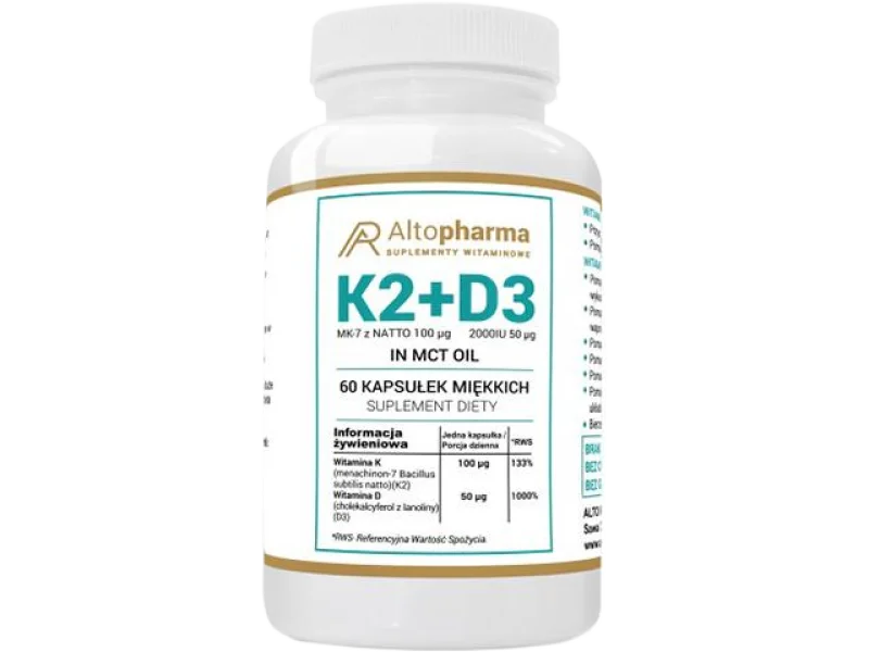 Altopharma Witamina K2+D3, kapsułki miękkie, 60 kaps.