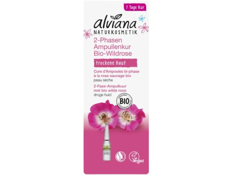 Alviana Happy Rose Dwufazowa kuracja odżywcza z dziką różą, ampułki, 7 ml