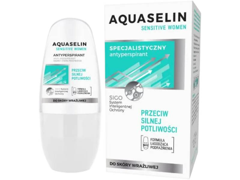 AQUASELIN Sensitive Woman Antyperspirant przeciw silnej potliwości, płyn w kulce, 50 ml