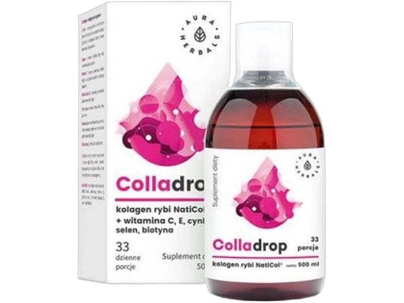 Aura Colladrop kolagen rybi + witamina C, płyn, 500 ml