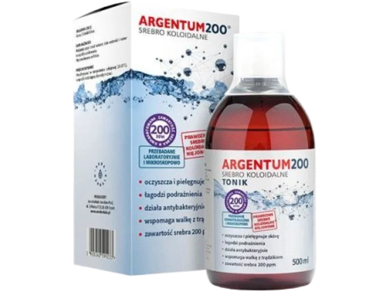 AURA HERBALS Argentum200 Srebro Koloidalne, tonik, 200 ppm, 500 ml