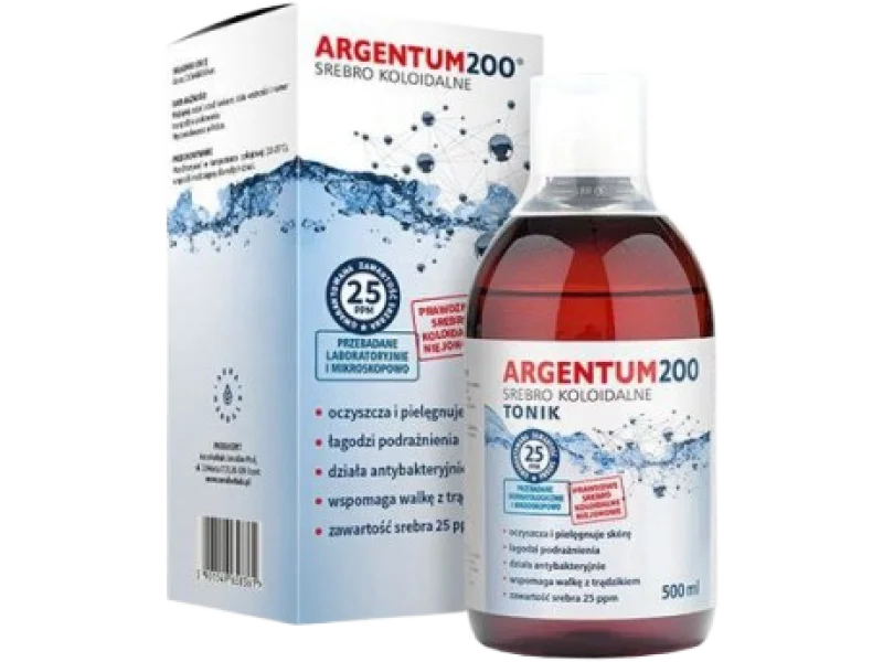 AURA HERBALS Argentum200 TONIK Srebro Koloidalne, 25 ppm, 500 ml
