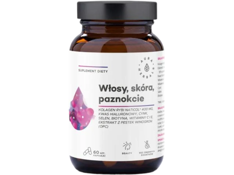 AURA HERBALS Kolagen Rybi NatiCol Włosy, Skóra, Paznokcie, kapsułki, 60 kaps.