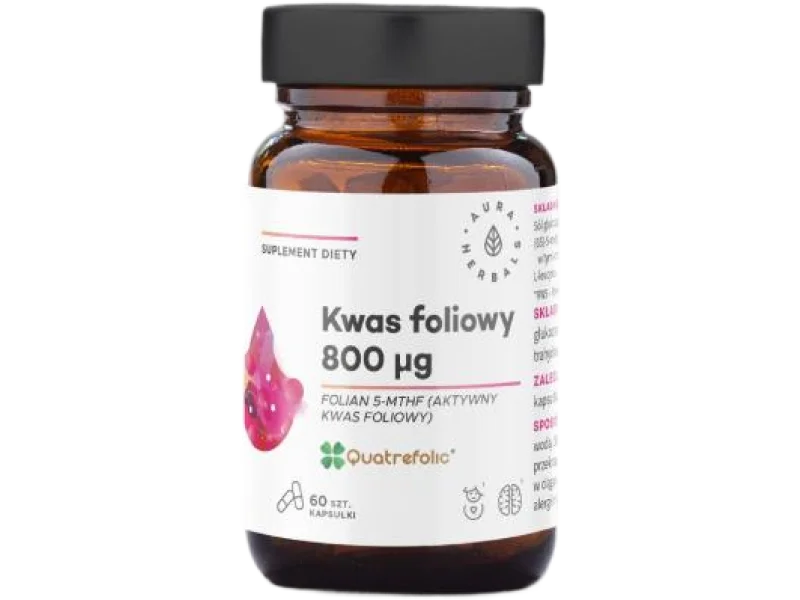AURA HERBALS Kwas foliowy Quatrefolic, kapsułki, 800 µg, 60 kaps.