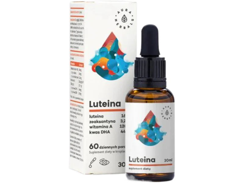 AURA HERBALS Luteina + Witamina A + DHA + Zeaksantyna, krople, 30 ml