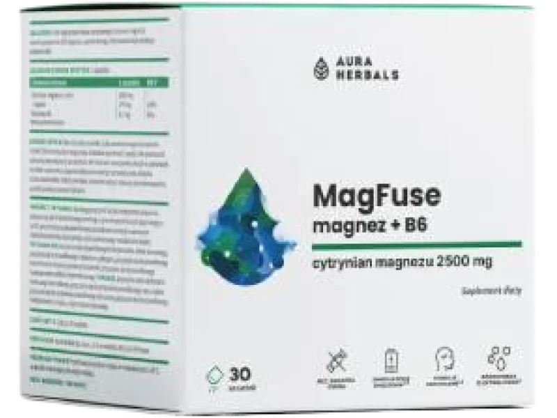 Aura Herbals MagFuse magnez + B6, saszetki, 30 szt.