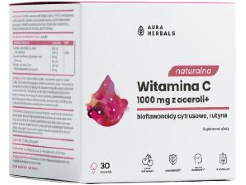 Aura Herbals Naturalna witamina C z aceroli, proszek, 30 szt.