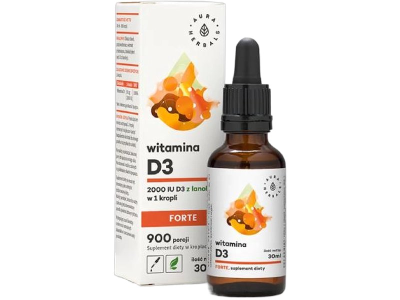 Aura Herbals Witamina D3 Forte, krople, 2000 j.m., 30 ml