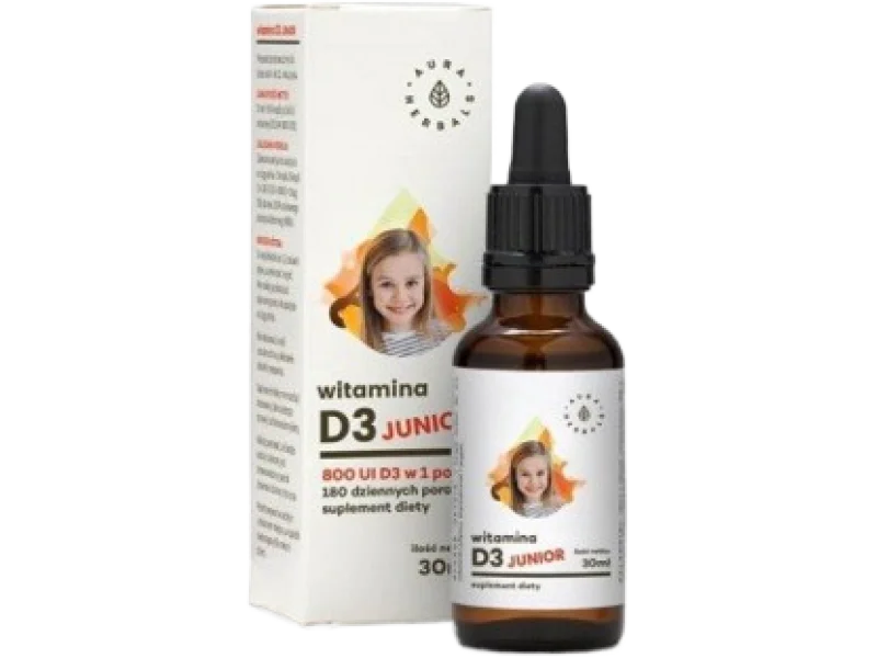 AURA HERBALS Witamina D3 Junior 800 IU, krople, 20 µg, 30 ml