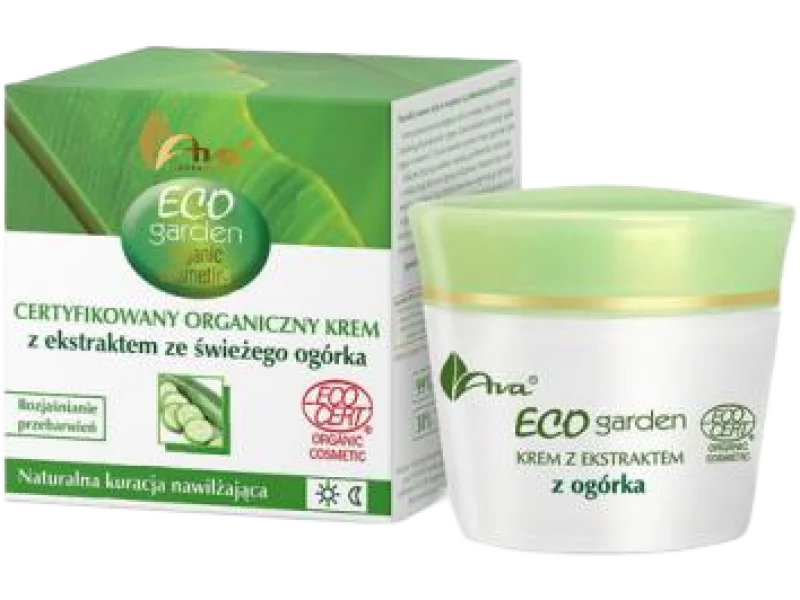 AVA ECO GARDEN certyfikowany organiczny krem z ekstraktem ze świeżego ogórka, 50 ml