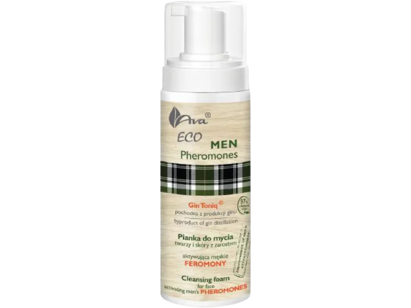 AVA Eco Men Pheromones pianka do mycia twarzy i skóry z zarostem aktywująca męskie feromony, 150 ml