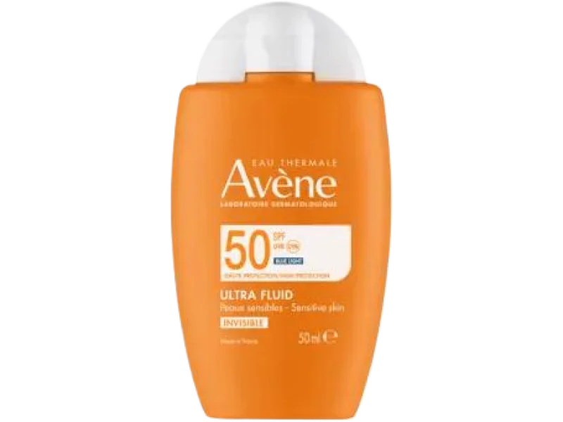 AVENE Eau Thermale Wysoka ochrona przeciwsłoneczna Ultra Fluid niewidoczny na skórze SPF50, 50 ml