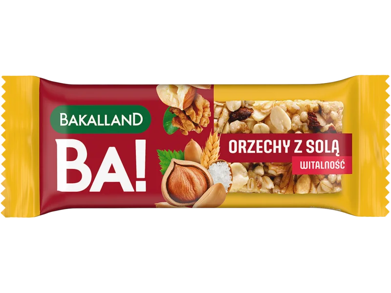 Bakalland BA! baton zbożowy orzechy z solą witalność, 35 g